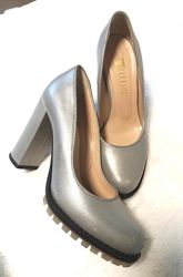 Туфли италия fellini р. 37, серый, серебро, кожа, феллини