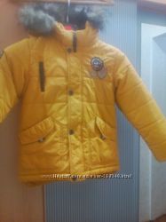 Зимняя куртка на мальчика, р. 116см, цвет горчица