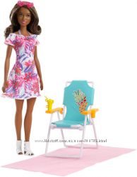Barbie Барби и пляжный лежак FPR55 Beach Chair Doll