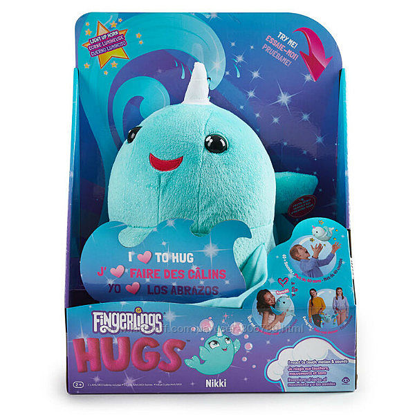 WowWee Fingerlings нарвал обнимашка Никки Nikki Narwhal Plush Baby Pet Inte