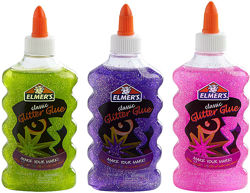 Elmers набор блестящего клея для слаймов liquid glitter glue green purple p
