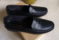 Лоферы чёрные кожаные туфли женские