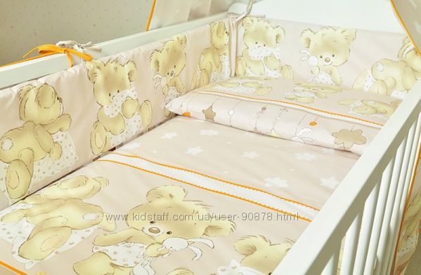 Детское постельное белье в кроватку новорожденного Мишки с подушкой