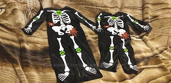 Костюмы скелета на Хеллоуин на 9-12 мес. 74-80 см и 1-2 года  80-92 см