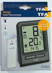 Цифровой термометр для комнаты и улицы с радиодатчиком TFA.
