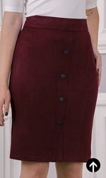 Стильная бордовая юбка из замшевой ткани Новинка