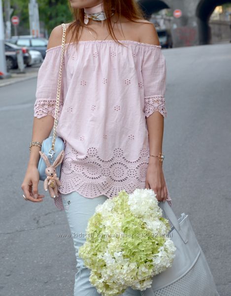   Нежная и женственная розовая блуза с рукавом реглан, Италия