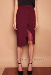 Дизайнерская юбка-карандаш цвета бургунди, Италия, скидка
