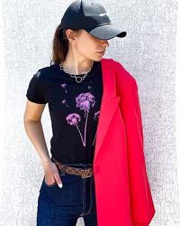 Женская коттоновая футболка с принтом, Италия, скидка