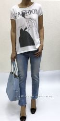 Модная женская трикотажная футболка с принтом, Италия