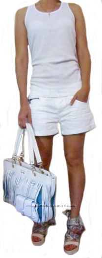 Женские белые джинсовые шорты, Pepe Jeans, Италия, Скидка