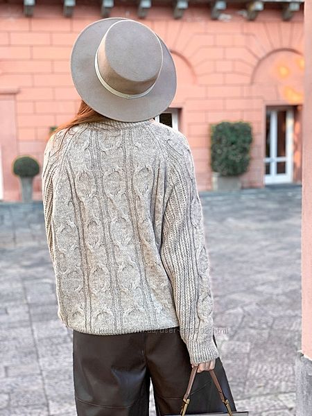 Женский свободный свитер рельефной вязки, Италия