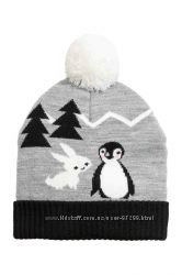 Оригинальные шапки на девочек фирмы H&M размер 110-128