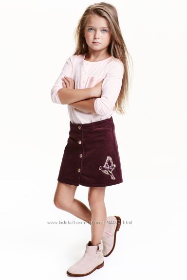 H&M Красивая юбочка цвета бордо в наличии на 5-6 лет