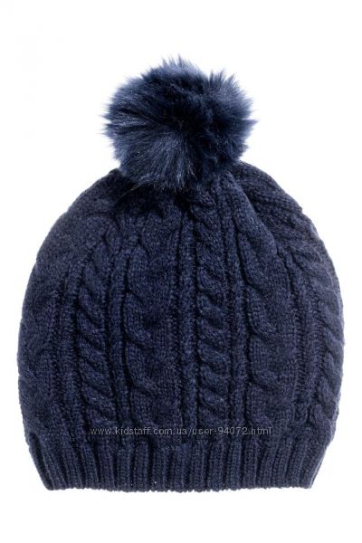 H&M Вязанная шапка с помпоном 92-104 размер в наличии
