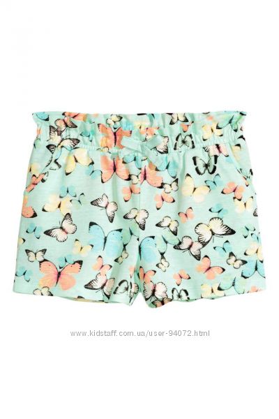 H&M Шортики мятного цвета с бабочками для 2-4 лет в наличии