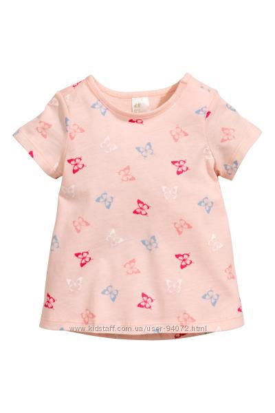 H&M Футболочки с бабочками на девочек 86-92 размеры в наличии