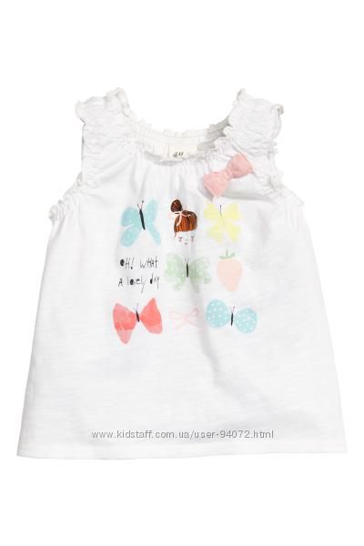 H&M Крутой топ с декоративным бантом для девочки 68 размер в наличии