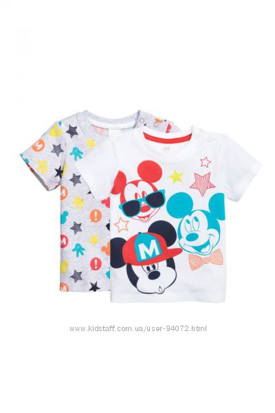 H&M Комплект из 2-х футболок серии Mickey Mouse размер 68