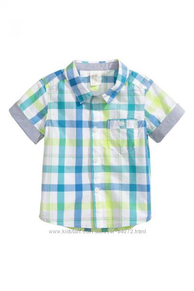 H&M Стильная бело-бирюзовая рубашечка размер74 в наличии