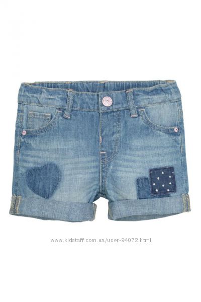 H&M Стильные джинсовые шортики для вашей модницы размер 86 в наличии
