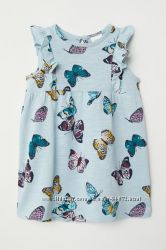 H&M Платье светло-бирюзового цвета с бабочками размер 80-92 в наличии