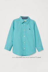 H&M Стильная рубашка в школу бирюзового цвета для 4-5 и 8-9 лет в наличии
