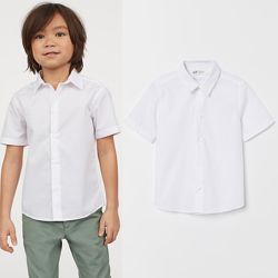 H&M Белая рубашка Easy Iron легкая глажка для 7-8 лет в наличии
