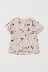 H&M Футболочка с бабочками для 6-9 месяцев в наличии