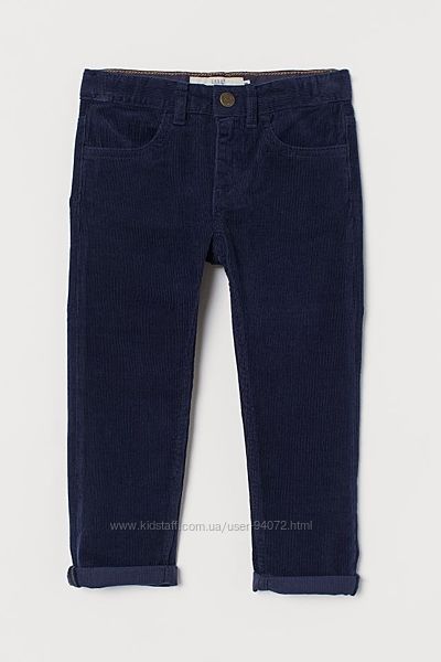 H&M Вельветовые брюки Slim Fit для 4-6 лет
