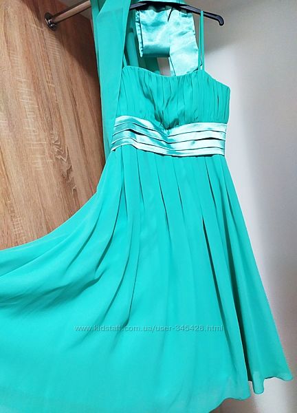 Красивое нарядное платье цвета морской волны. Размер 44. Накидка в подарок.
