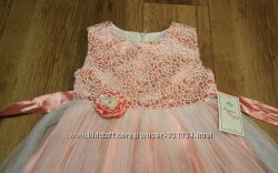 Нарядное платье для девочки, розовый атлас, кружевот Нарядное платье для 