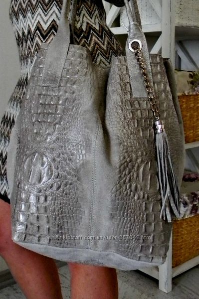 трендовая кожаная сумка шоппер италия