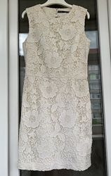 Zara молочное гипюровое платье