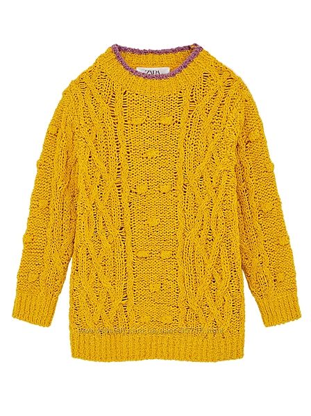 Желтый свитер в косы Zara - 152