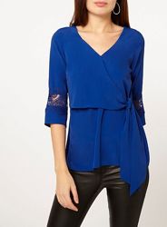 Блуза с кружевом цвета кобальт dorothy perkins