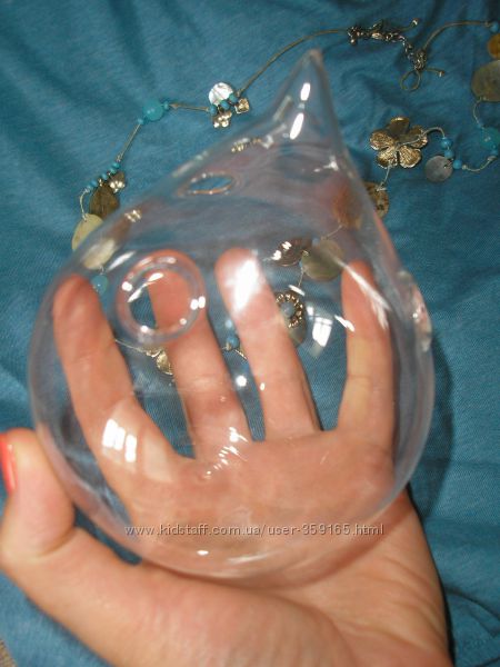 стеклянная ваза, горшок для кактуса, новогодний декор