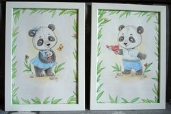 Картины в детскую Панды пара