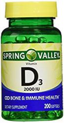 Витамин D3 от SPRING VALLEY 2000 IU - 200 шт. США.