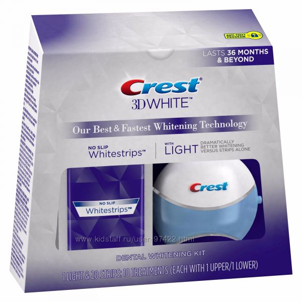 Эксклюзив от Crest 3D White Whitestrips with Light, 10 ct