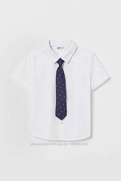 Хлопковая рубашка с галстуком, р. 92