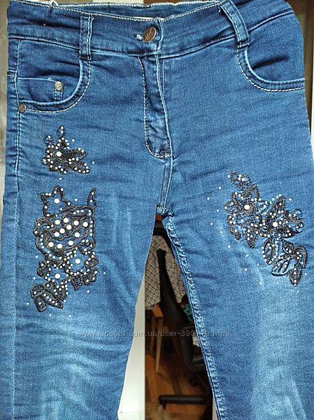Утеплённые джинсы на меху рост 128 - 140 8 - 9 лет