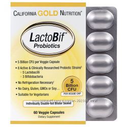 California Gold Nutrition, Пробиотики LactoBif, 5 млрд КОЕ, 60  капсул