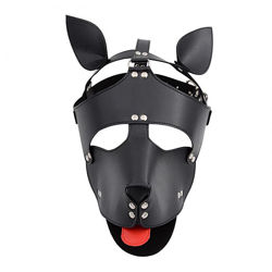БДСМ кожаная маска собаки с языком