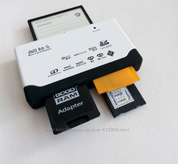 картридер 10 в 1 microSD, SDHC, Olympus, Sony MS duo, CompactFlash, MMC
