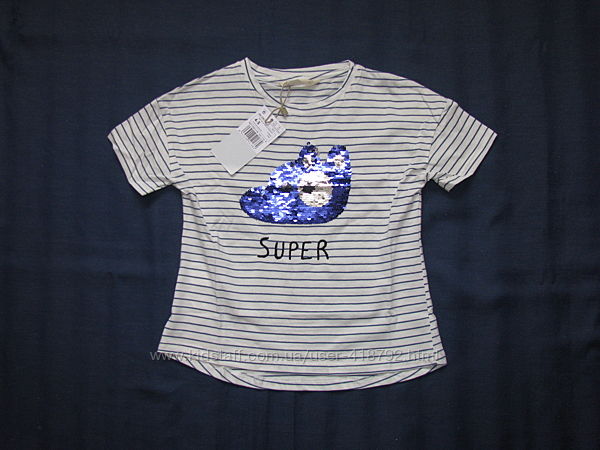 Стильная футболка MANGO с пайетками,4-5 лет