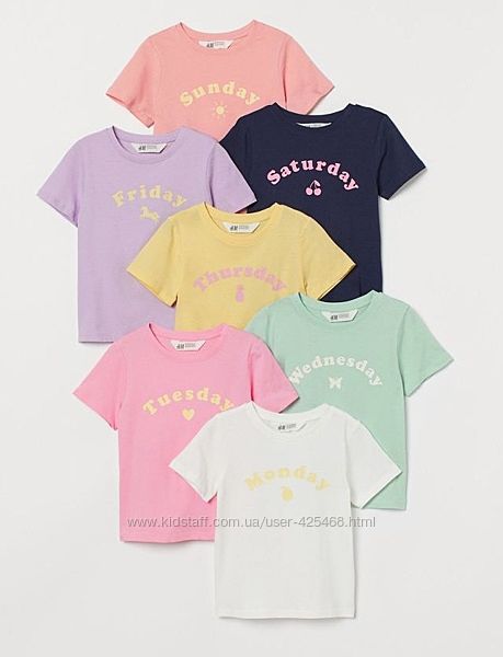 Яскраві футболки для дівчинки H&M, зріст 122-128