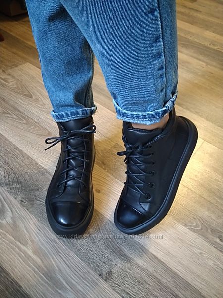 Шкіряні утеплені високі кеди