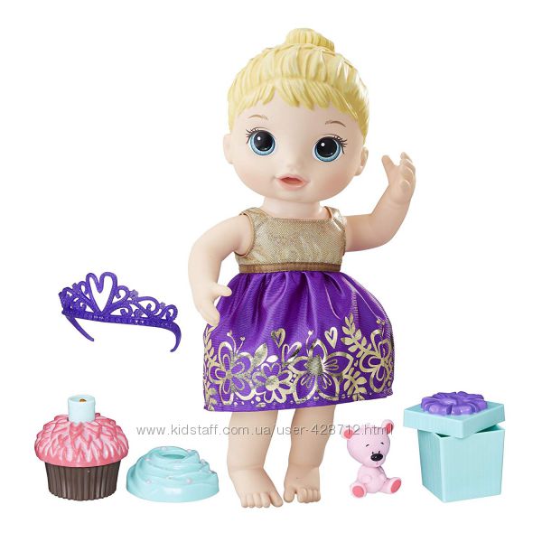 Baby Alive Кукла пупс праздник день рождение блондинка Cupcake Birthday 
