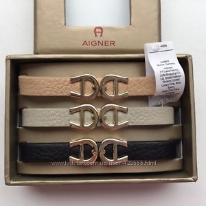Набор 3 кожаных браслетов от Aigner оригинал